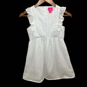 Lilly Pulitzer White Madelina Dress Oval Flower Petal Eyelet Pattern Girls 10